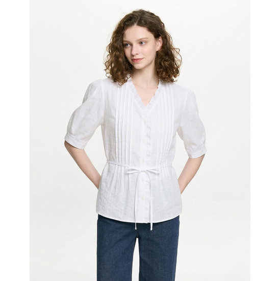  헤지스레이디스 여성 ONLINE EXCLUSIVE 레이스 스트랩 블라우스 화이트 HSSH6BP03WT