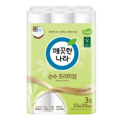깨끗한나라 ㅤ순수 프리미엄 롱 33m (30롤) *6팩_이미지