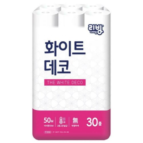 삼정펄프 리빙 화이트 데코 50m (30롤) (1팩)