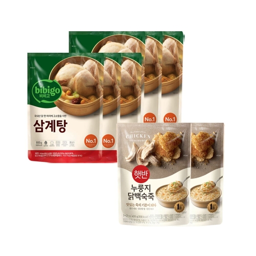 CJ제일제당 비비고 삼계탕 800g x 6개 + 누룽지 닭백숙죽 420g x 2개_이미지