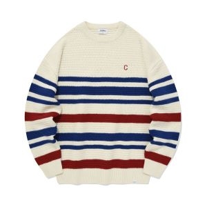 Ŀ���� COVERNAT ���� ��Ʈ������ ũ��� ��Ʈ ���̺��� TWO-TONE STRIPE CREWNECK KNIT CO2303KT..