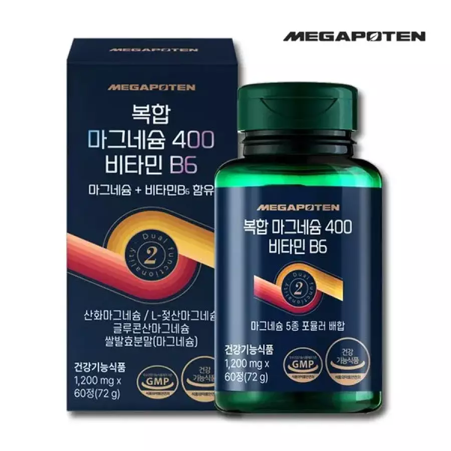 메가포텐 복합 마그네슘 400 비타민B6 60정 (1개)_이미지