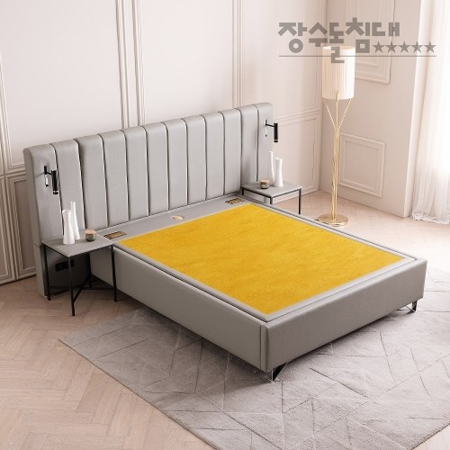 장수돌침대 아일 스타파 모던 럭셔리 흙침대 Q+패널2+협탁2 (흙)_이미지