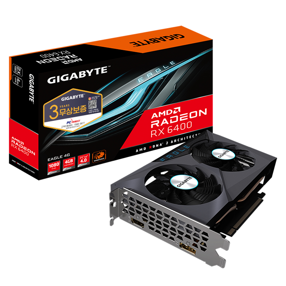 GIGABYTE �󵥿� RX 6400 EAGLE D6 4GB �Ǿ���Ʈ