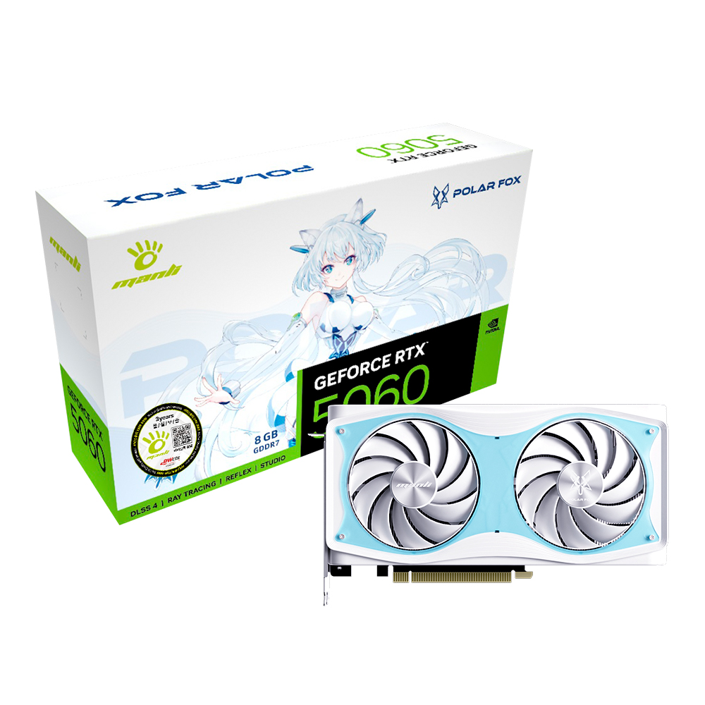 MANLI 지포스 RTX 5060 Polar Fox D7 OC 8GB 대원씨티에스이미지입니다. 누르면 해당 게시물로 새창이동합니다.