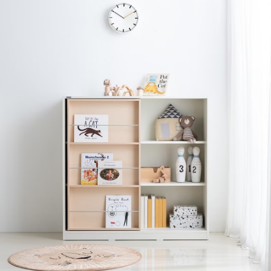 리바트 프렌즈아이 마카롱 전면형 슬라이딩 책장 1200_이미지