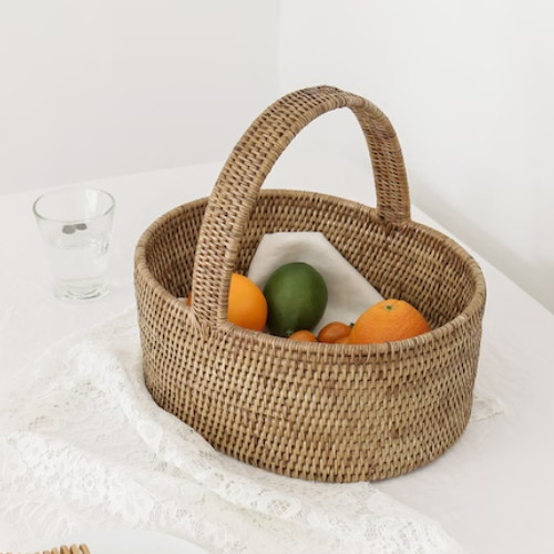 골든하비스트코퍼레이션 포홈 라탄 타원형 피크닉 바구니 중_이미지