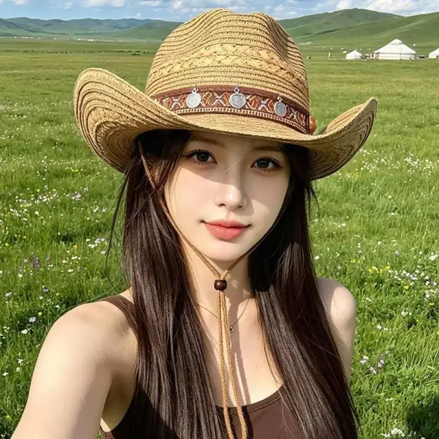 Rly 인디언풍 수술 카우보이 밀짚모자 EL-10105 52532123