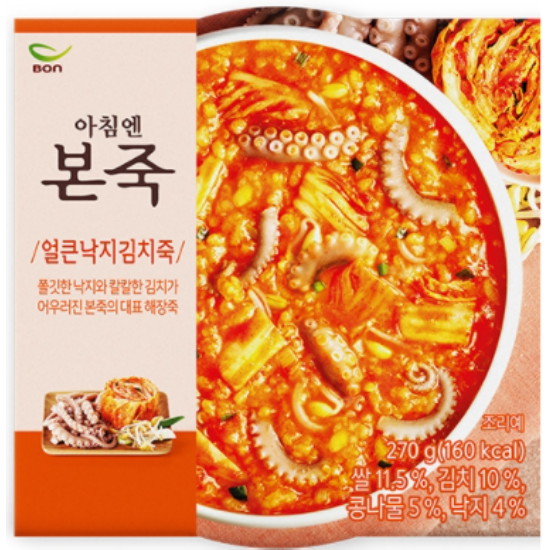 본아이에프 본죽 아침엔 본죽 얼큰낙지김치죽 270g (11개)_이미지