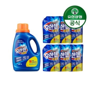  유한젠 산소계표백제 액체형 1.4L + 리필 1.1L [본품1개+리필6개]