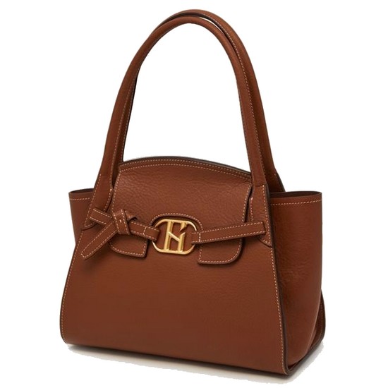 헤지스 H20 브라운 시그니처 H 장식 소가죽 토트백_HIBA1E106W2_이미지