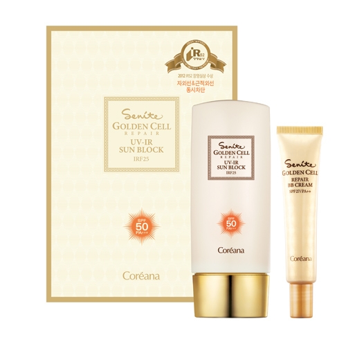 코리아나화장품 세니떼 골든셀 리페어 UV-IR 선 블록 70ml 기획세트 1