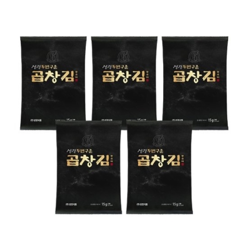 성경식품 지도표성경김 두번구운 곱창김 15g (5개)