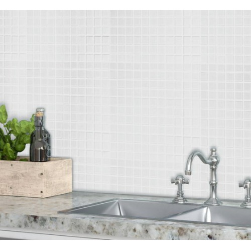 유니디자인 유리 모자이크타일 5mm 모노 01 화이트 (1장, 30cm x 30cm)_이미지