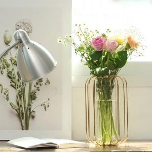 골드 철제 이케바나 화병 시험관 꽃병 유리화병_이미지