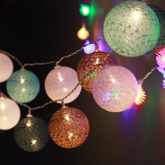 영신장식조명 OH-HA LED 코튼볼 스트링 가랜드 조명 20구_이미지