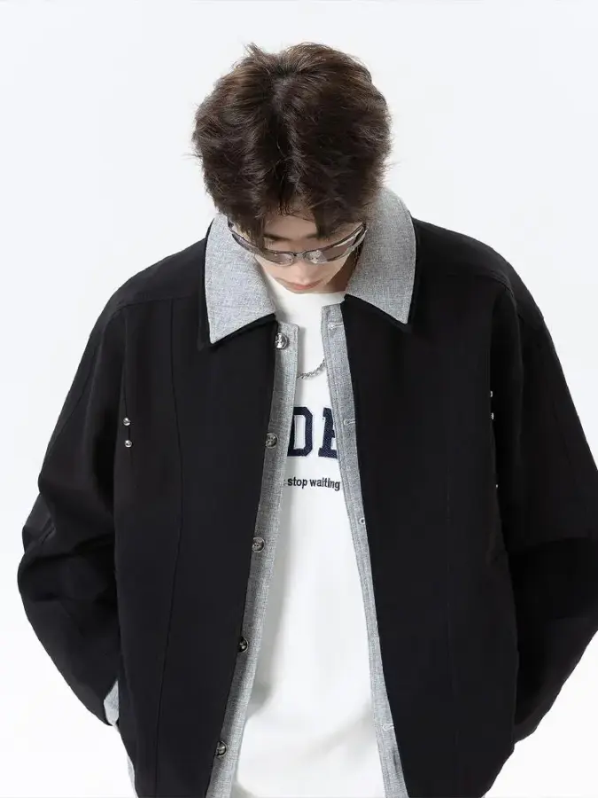 남성 코듀로이 긴팔 셔츠 가을 캐주얼 터틀넥 재킷 C01Z3T 원픽2 1. 검은 색 XL_이미지