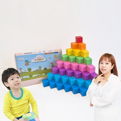 벨베이비 자석블럭 네모 레인보우 (64조각)_이미지