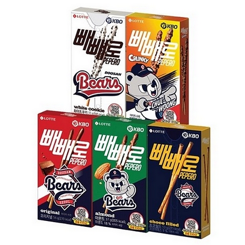 롯데제과 KBO X 빼빼로 5종 혼합구성 (두산 베어스) (10개)_이미지