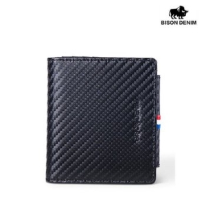  바이슨데님 BISON DENIM 남자 수제 가죽 미니 카드 동전 지갑 W4533 2B