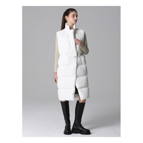 르오트 미니멀 페미닌 원버튼 패딩 롱베스트 1739666_이미지