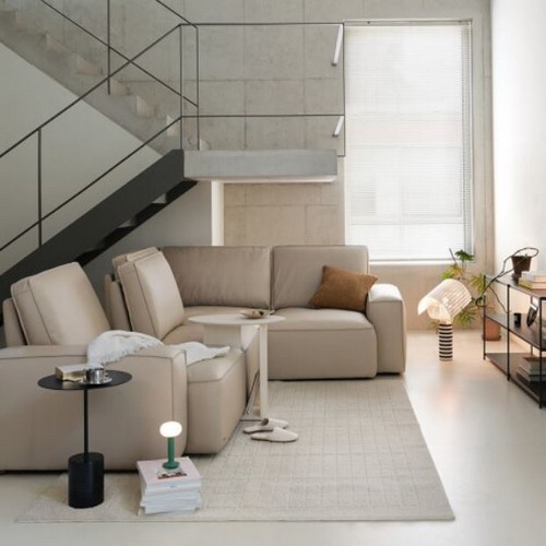 시스디자인  하운드 코너형 모듈 스윙 천연가죽 소파 4인용