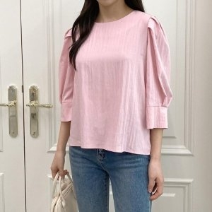 수프 KDH3089니머우 여성 볼륨 슬리브 분홍색 블라우스 링 라운드 5color