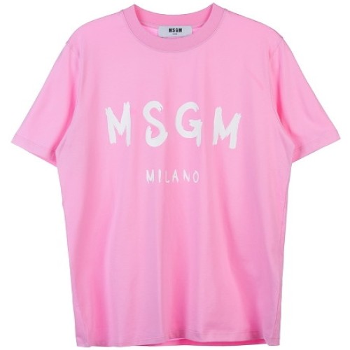 MSGM 브러시드 로고 반팔티 2000MDM510 200002 (12, 핑크)_이미지