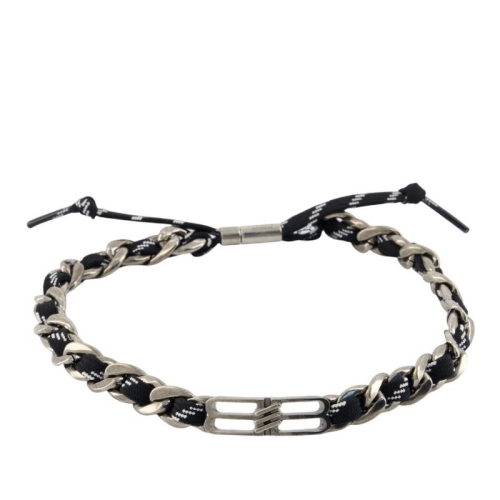 발렌시아가 아이콘 레이스 체인 목걸이 836423 TZBPI 1766 BLACK WHITE ANT SILV