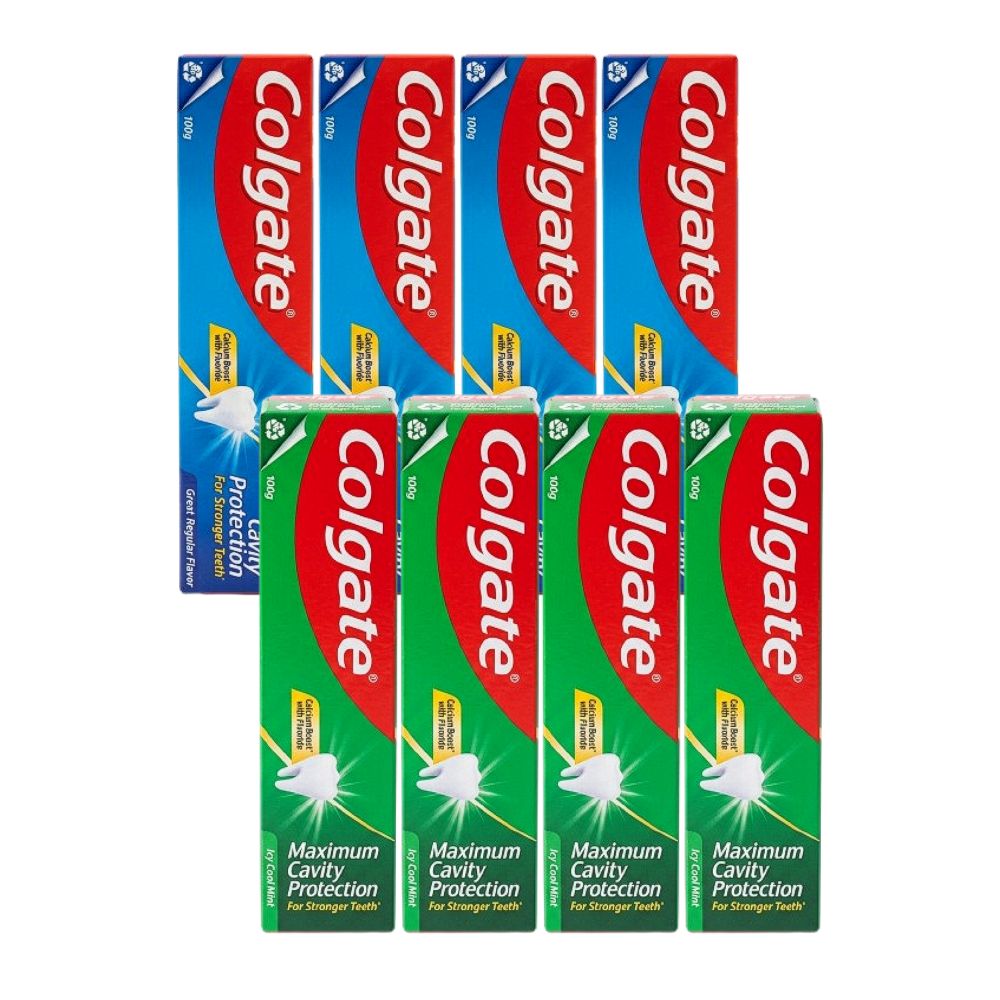 콜게이트 케비티프로텍션 치약 레귤러 100g x 4개 + 쿨민트 100g x 4개