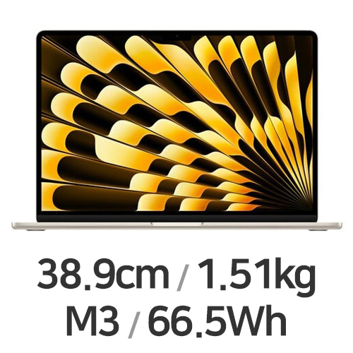 APPLE 맥북에어15 M3 8코어 CPU, 10코어 GPU 골드 (램8GB, SSD 1TB)_이미지