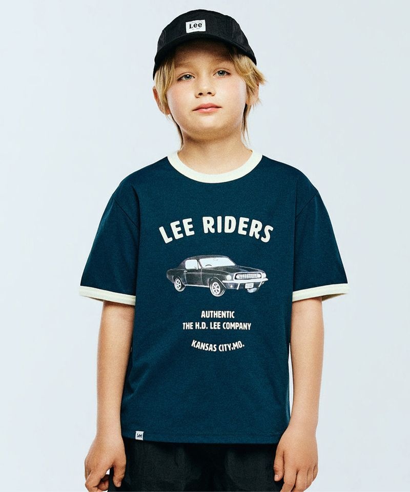 LEE 키즈 소로나 올드카 그래픽 티셔츠 틸그린 LK2602ST61TN_이미지