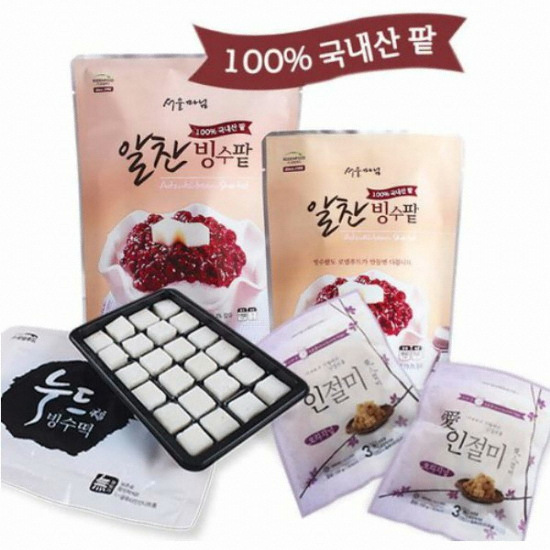 로뎀푸드 서울마님 알찬 빙수팥 1kg+누드 빙수떡 160g x 2개+인절미 100g x 3개 (1개)_이미지