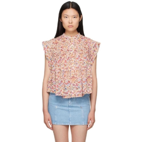 이자벨마랑 오프 화이트 오렌지 리자 블라우스 232599F107005