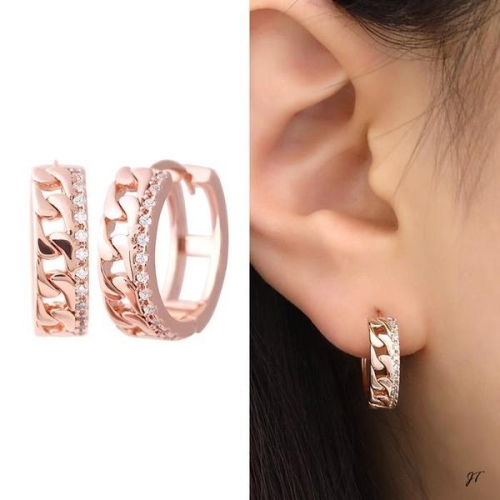 셀러허브 14K 골드필드 핀 큐빅 볼드 체인 원터치링 귀걸이 S16332016