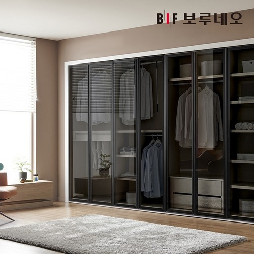 BIF보루네오 강화유리 여닫이 붙박이장 (30cm)_이미지