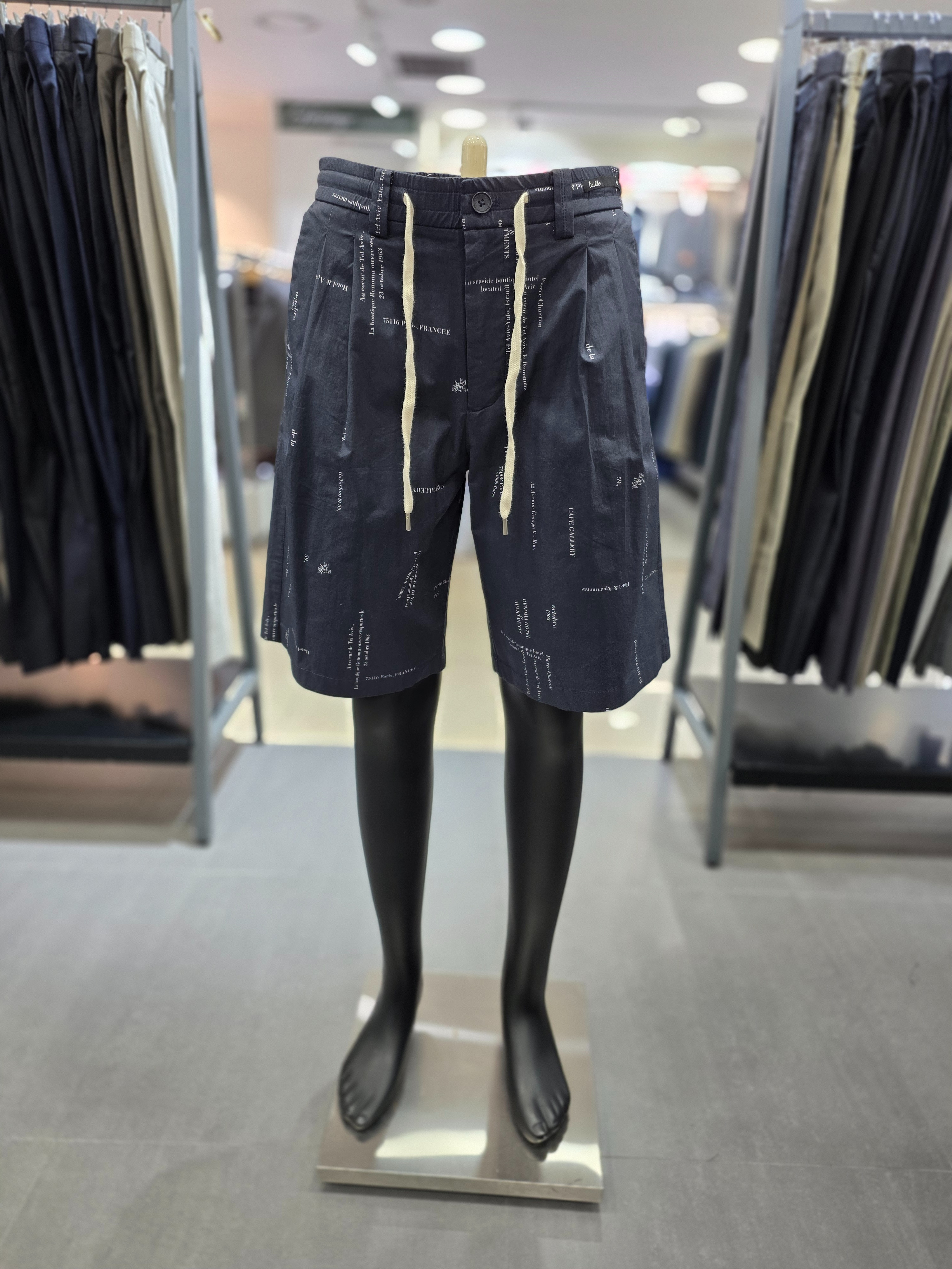 옴므 S/S 여름 네이비 면스판 프린트 반바지 PBMHP57_BP_BP