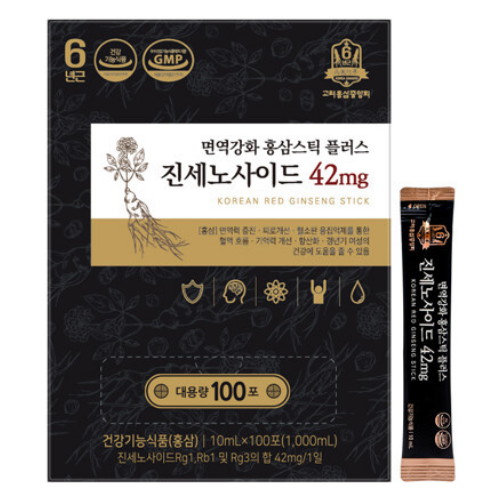 고려홍삼중앙회 면역강화 홍삼스틱 플러스 10ml 100포 (1개)