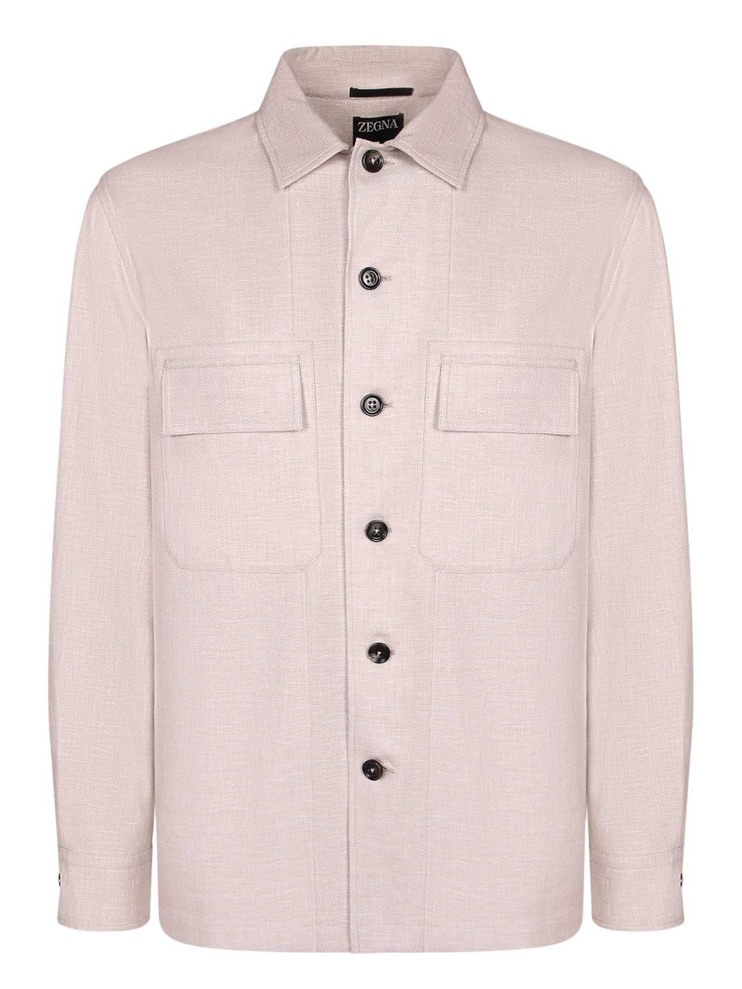  지제냐 Linen 앤 실크. 오버셔츠 컷. Applied front pockets. Mother-of-pearl buttons. UH