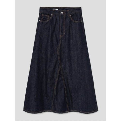  에이라인 데님 롱 스커트 네이비 324827LPER