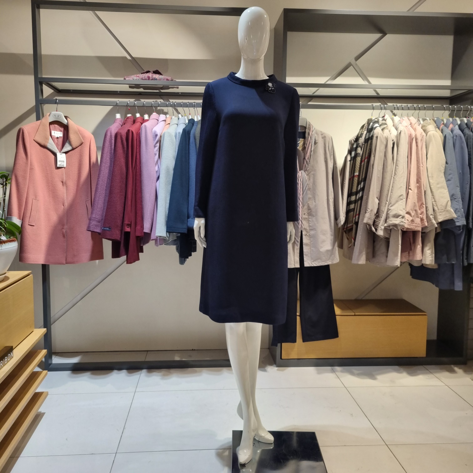 리본 라운드 단색 브롯치세트 정장원피스 RD7-OP050