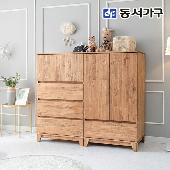 동서가구 네오 루시 참죽나무 주니어 낮은 원서랍 옷장세트 1600