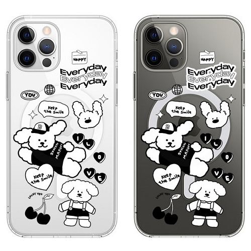 로펠 아이폰16 프로 맥스 귀여운 강아지 투명 맥세이프 케이스_이미지