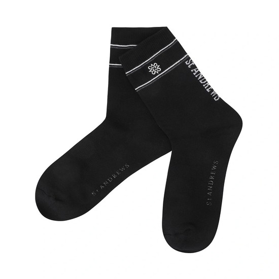 세인트앤드류스 별 심볼 자수 중목 양말 811E3SC101_BK_이미지