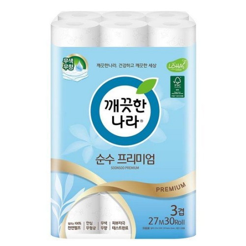 깨끗한나라 순수 프리미엄 27m (30롤) (1팩)_이미지