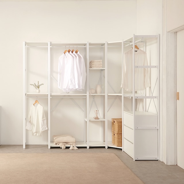 골든스트릿 레벨업 속깊은 확장 틈새맞춤 드레스룸 행거 기본 폴대_이미지