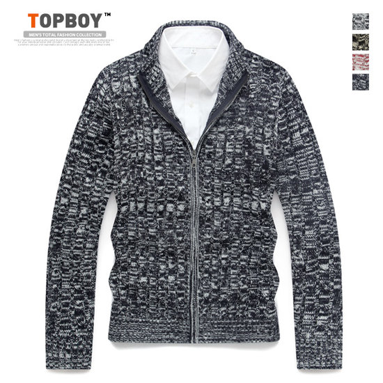 탑보이 믹스 꽈배기 니트집업 가디건 TR691