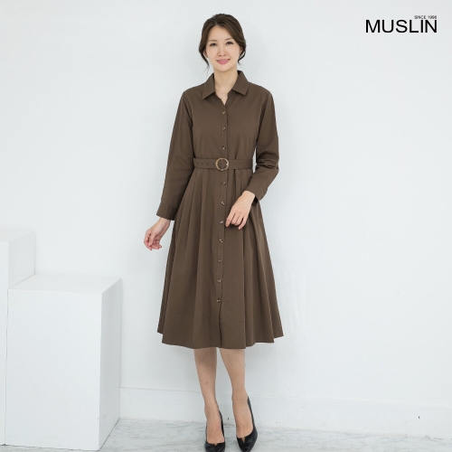 엄마옷 카라 무지 긴팔 셔츠형 원피스 OP613630 중년여성/50대/60대/70대/빅사이즈/할머니옷