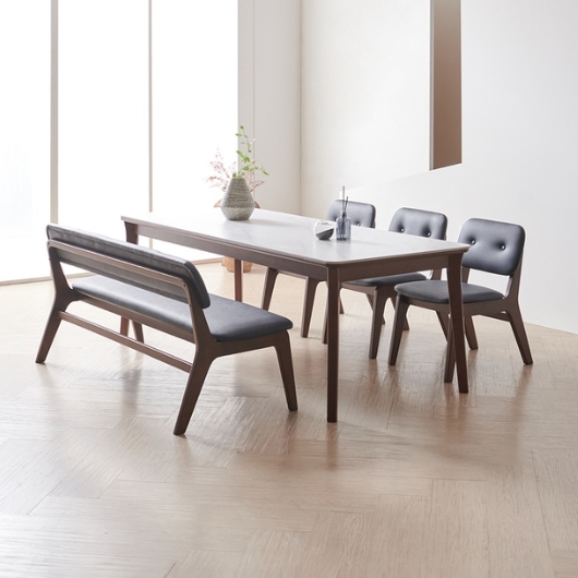 라로퍼니처 롤랑 포세린 통세라믹 낮은 식탁 1900 (의자3개+벤치1개)_이미지