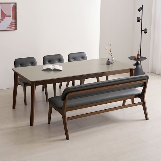 라로퍼니처 롤랑 포세린 통세라믹 낮은 식탁 1900 (의자3개+벤치1개)